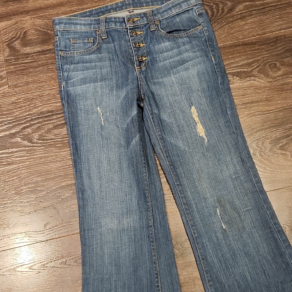 ❤️ CARMAR WIDE LEG FLARE JEANS, RAW HEM, 8 (29) - Picture 4 of 9